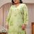Libas plus size pastel green schiffli embroidered cotton suit set