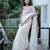 Cream banarasi silk embroidered sequins work heavy look ethnic saree with blouse