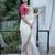 Cream banarasi silk embroidered sequins work heavy look ethnic saree with blouse