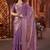Purple satin embroidered hand embroidery heavy look ethnic saree with blouse