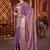 Purple satin embroidered hand embroidery heavy look ethnic saree with blouse