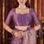 Purple satin embroidered hand embroidery heavy look ethnic saree with blouse