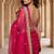 Rani pink satin embroidered sequins work heavy look ethnic saree with blouse