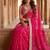Rani pink satin embroidered sequins work heavy look ethnic saree with blouse