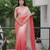 Peach faux georgette embroidered mirror work heavy look ethnic saree with blouse