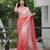 Peach faux georgette embroidered mirror work heavy look ethnic saree with blouse