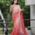 Peach faux georgette embroidered mirror work heavy look ethnic saree with blouse