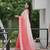 Peach faux georgette embroidered mirror work heavy look ethnic saree with blouse