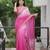 Pink faux georgette embroidered mirror work heavy look ethnic saree with blouse