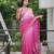 Pink faux georgette embroidered mirror work heavy look ethnic saree with blouse