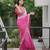 Pink faux georgette embroidered mirror work heavy look ethnic saree with blouse