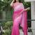 Pink faux georgette embroidered mirror work heavy look ethnic saree with blouse