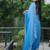 Teal faux georgette embroidered mirror work heavy look ethnic saree with blouse