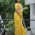 Yellow faux georgette embroidered mirror work heavy look ethnic saree with blouse