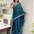 Green silk embroidered sequins work heavy look ethnic saree with blouse