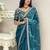 Green silk embroidered sequins work heavy look ethnic saree with blouse
