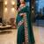 Green manipuri silk embroidered thread work heavy look ethnic saree with blouse
