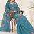 Turquoise georgette embroidered thread work heavy look ethnic saree with blouse