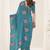 Turquoise georgette embroidered thread work heavy look ethnic saree with blouse