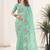Green georgette embroidered thread work heavy look ethnic saree with blouse