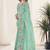 Green georgette embroidered thread work heavy look ethnic saree with blouse