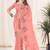 Peach georgette embroidered thread work heavy look ethnic saree with blouse