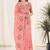 Peach georgette embroidered thread work heavy look ethnic saree with blouse