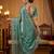Green satin embroidered sequins work heavy look ethnic saree with blouse