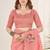 Peach georgette embroidered thread work heavy look ethnic saree with blouse