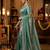 Green satin embroidered sequins work heavy look ethnic saree with blouse