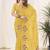 Yellow georgette embroidered thread work heavy look ethnic saree with blouse
