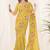 Yellow georgette embroidered thread work heavy look ethnic saree with blouse