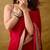 Red satin embroidered sequins work heavy look ethnic saree with blouse