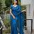 Teal net embroidered sequins work heavy look ethnic saree with blouse