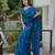 Teal net embroidered sequins work heavy look ethnic saree with blouse