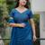 Teal net embroidered sequins work heavy look ethnic saree with blouse