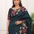 Blue manipuri silk embroidered thread work heavy look ethnic saree with blouse