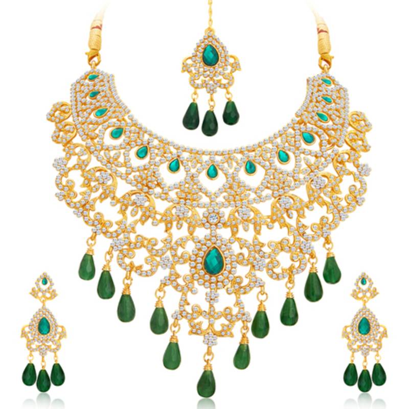 Exotic Gold Plated AD Necklace Set For Women - Sukkhi Online Private ...