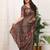Brown manipuri silk embroidered thread work heavy look ethnic saree with blouse
