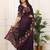Purple manipuri silk embroidered thread work heavy look ethnic saree with blouse