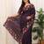 Purple manipuri silk embroidered thread work heavy look ethnic saree with blouse