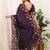 Purple manipuri silk embroidered thread work heavy look ethnic saree with blouse