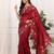 Red manipuri silk embroidered thread work heavy look ethnic saree with blouse