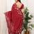 Red manipuri silk embroidered thread work heavy look ethnic saree with blouse