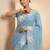Teal dupion silk embroidered thread work heavy look ethnic saree with blouse