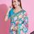 Turquoise silk embroidered gota patti heavy look ethnic saree with blouse