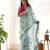 Blue organza embroidered zari woven heavy look ethnic saree with blouse