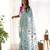 Blue organza embroidered zari woven heavy look ethnic saree with blouse
