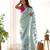 Blue organza embroidered zari woven heavy look ethnic saree with blouse