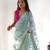 Blue organza embroidered zari woven heavy look ethnic saree with blouse